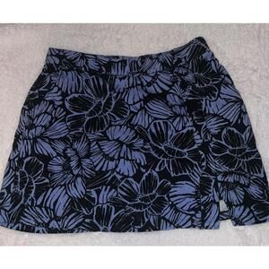Jones NY Signature Black & Lilac Pull-On Faux-Wrap Skort w/ Black Shorts - M